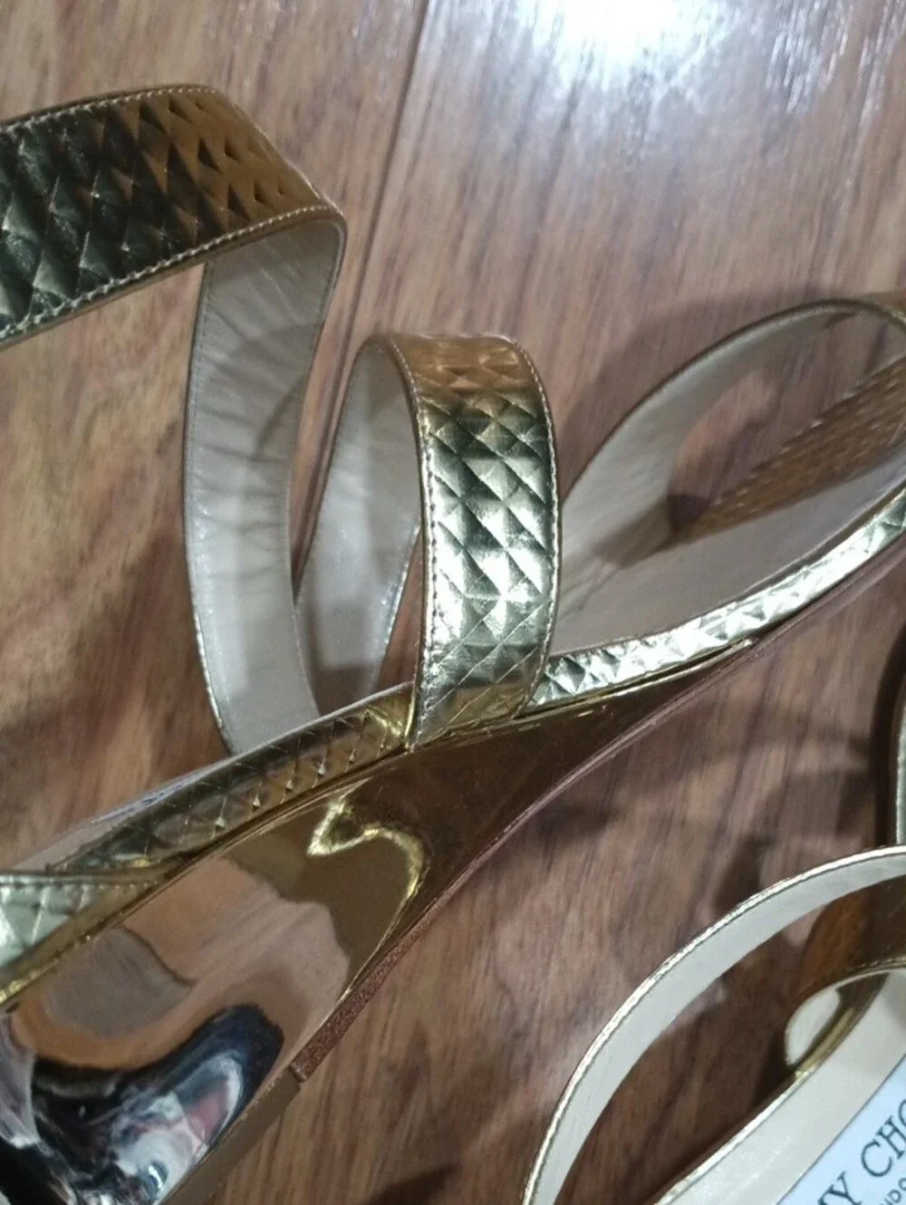 Elegant Gold Metallic Strappy Wedge Sandals